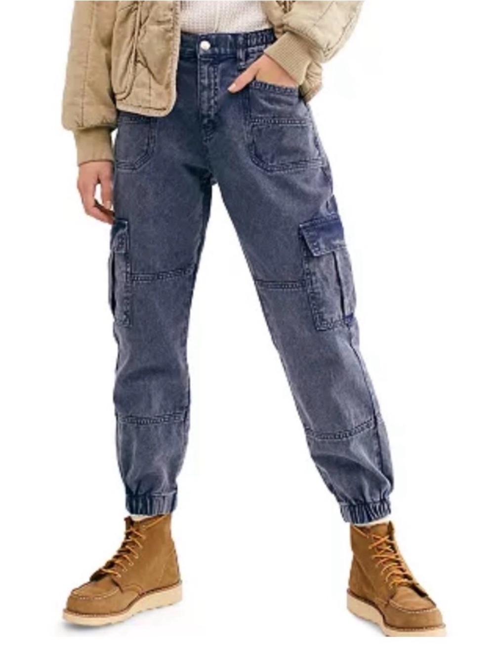 We The Free People Platoon Cargo Pants Blue Denim Size XS